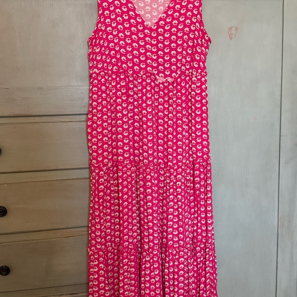 J. Crew Vibrant Pink Floral Maxi Dress